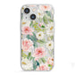 Watercolour Peonies Roses and Foliage iPhone 13 Mini TPU Impact Case with White Edges