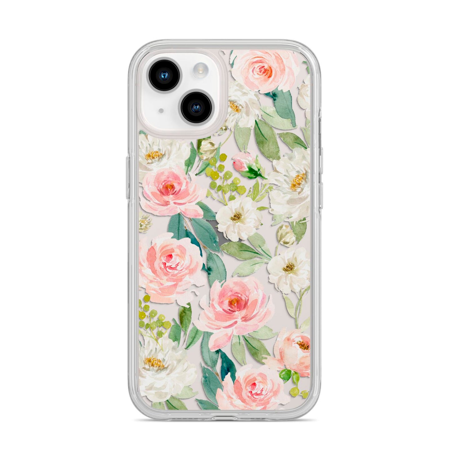 Watercolour Peonies Roses and Foliage iPhone 14 Clear Tough Case Starlight