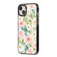 Watercolour Peonies Roses and Foliage iPhone 14 Plus Black Impact Case Side Angle on Silver phone