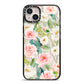 Watercolour Peonies Roses and Foliage iPhone 14 Plus Black Impact Case on Silver phone