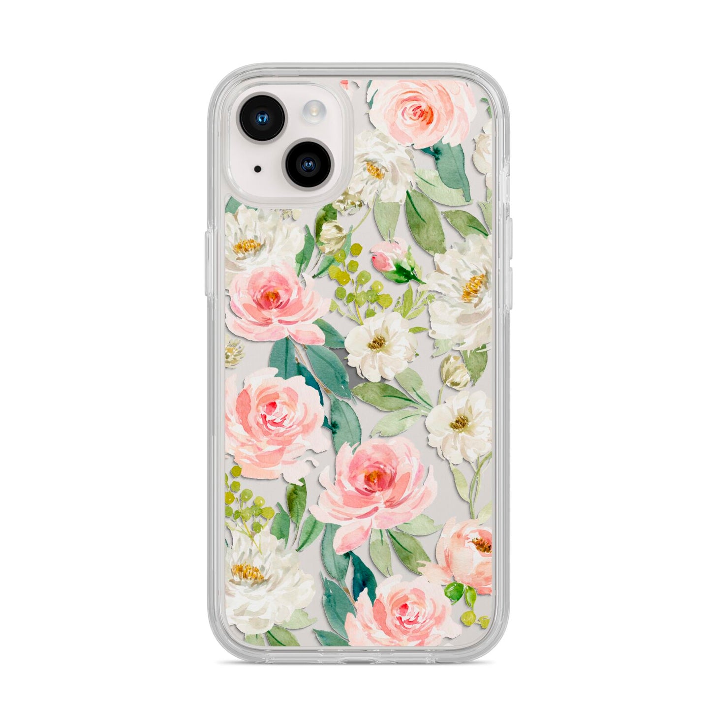 Watercolour Peonies Roses and Foliage iPhone 14 Plus Clear Tough Case Starlight