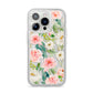 Watercolour Peonies Roses and Foliage iPhone 14 Pro Glitter Tough Case Silver