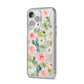 Watercolour Peonies Roses and Foliage iPhone 14 Pro Max Clear Tough Case Silver Angled Image