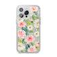 Watercolour Peonies Roses and Foliage iPhone 14 Pro Max Glitter Tough Case Silver