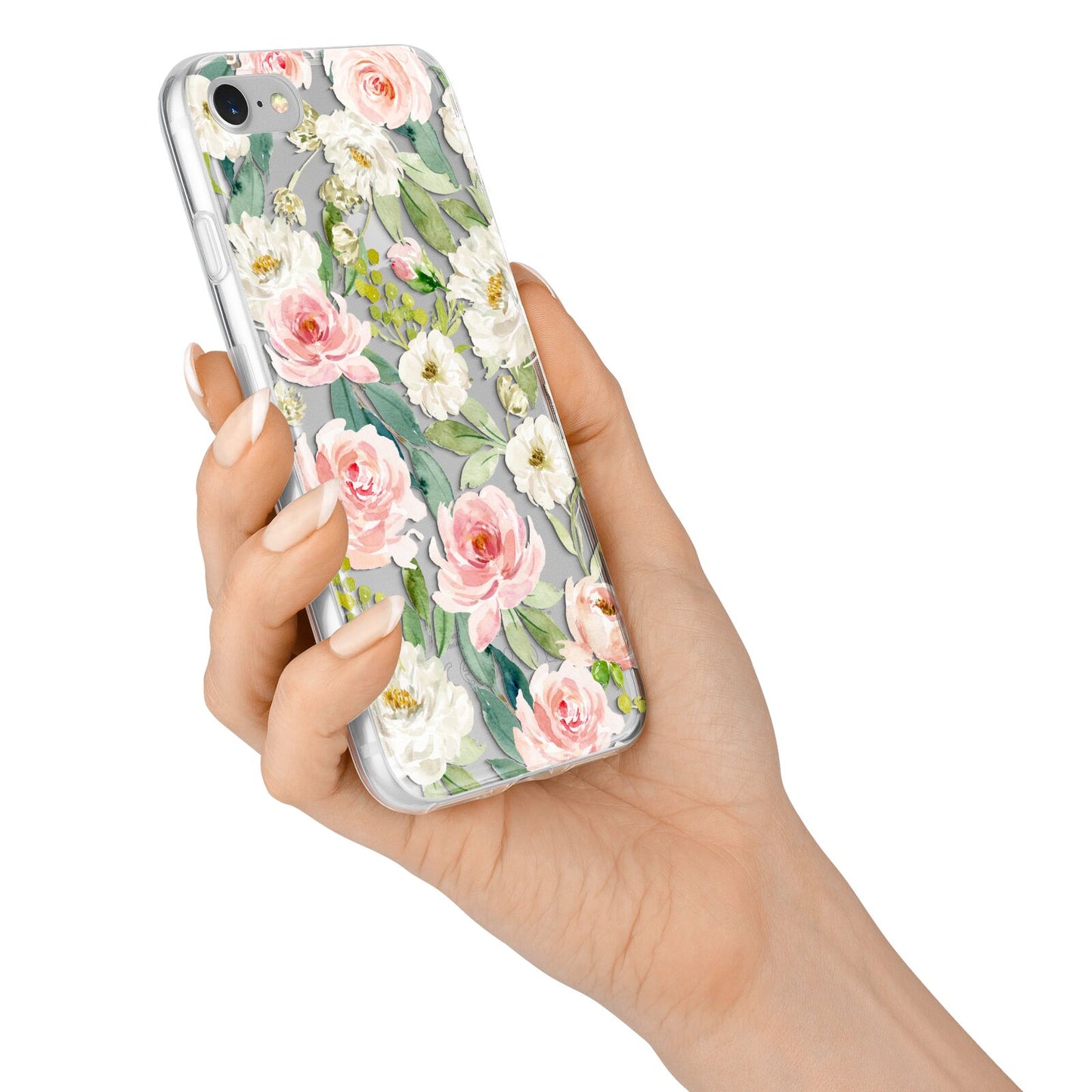Watercolour Peonies Roses and Foliage iPhone 7 Bumper Case on Silver iPhone Alternative Image
