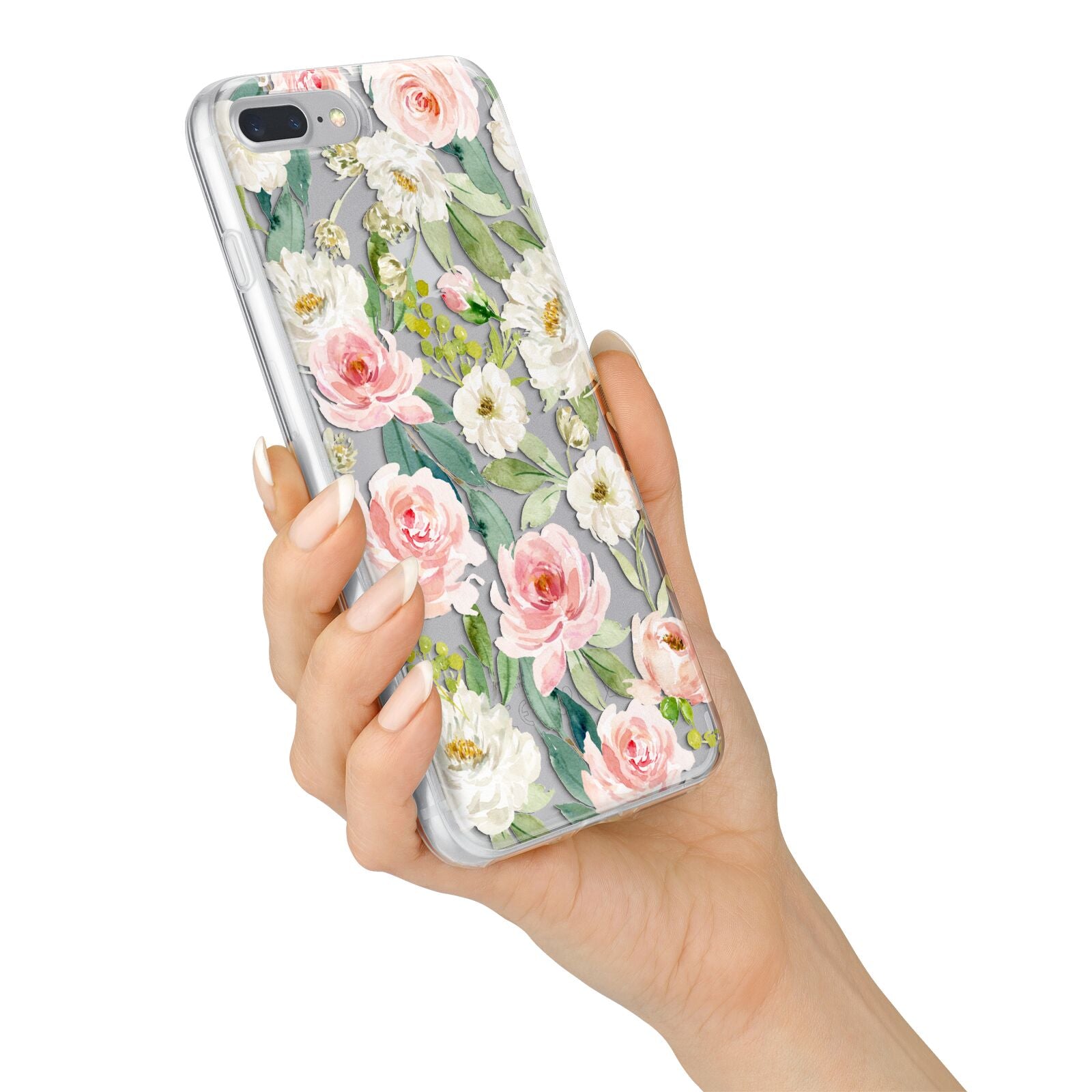 Watercolour Peonies Roses and Foliage iPhone 7 Plus Bumper Case on Silver iPhone Alternative Image
