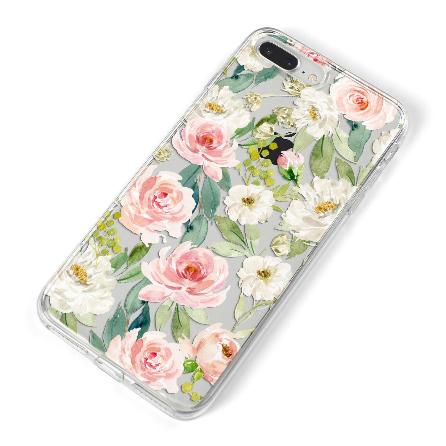Watercolour Peonies Roses and Foliage iPhone 8 Plus Bumper Case on Silver iPhone Alternative Image