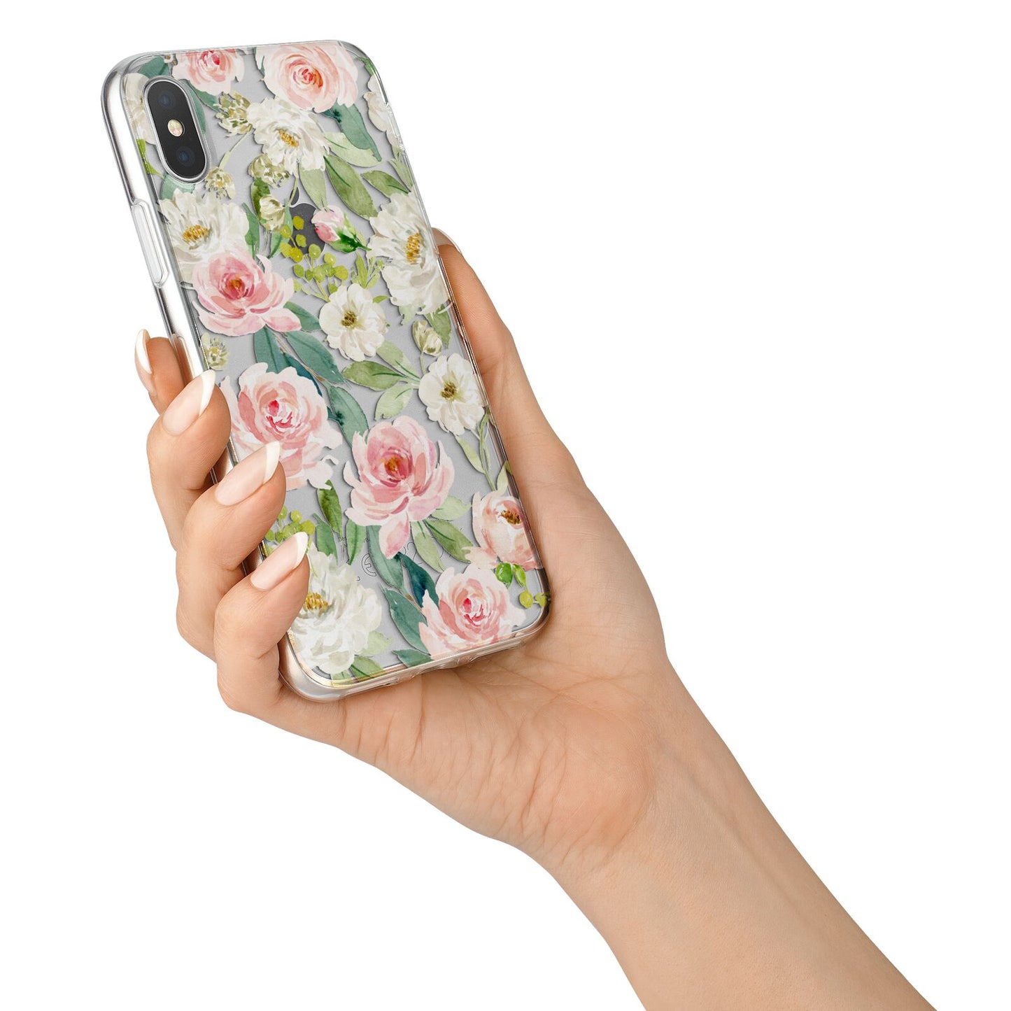 Watercolour Peonies Roses and Foliage iPhone X Bumper Case on Silver iPhone Alternative Image 2