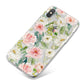 Watercolour Peonies Roses and Foliage iPhone X Bumper Case on Silver iPhone