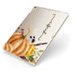 Watercolour Pumpkins with Black Vertical Text Apple iPad Case on Gold iPad Side View