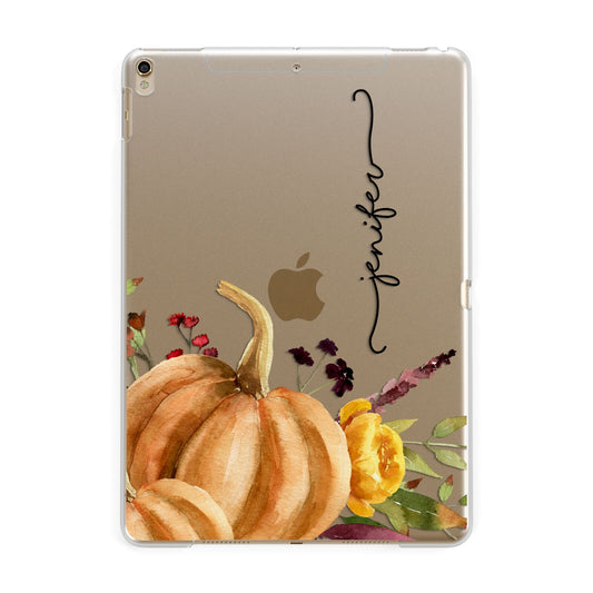 Watercolour Pumpkins with Black Vertical Text Apple iPad Gold Case