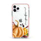 Watercolour Pumpkins with Black Vertical Text Apple iPhone 11 Pro in Silver with Pink Impact Case