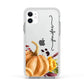 Watercolour Pumpkins with Black Vertical Text Apple iPhone 11 in White with White Impact Case