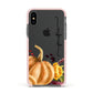 Watercolour Pumpkins with Black Vertical Text Apple iPhone Xs Impact Case Pink Edge on Black Phone