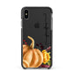 Watercolour Pumpkins with Black Vertical Text Apple iPhone Xs Max Impact Case Black Edge on Black Phone