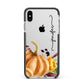 Watercolour Pumpkins with Black Vertical Text Apple iPhone Xs Max Impact Case Black Edge on Silver Phone
