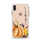 Watercolour Pumpkins with Black Vertical Text Apple iPhone Xs Max Impact Case White Edge on Gold Phone