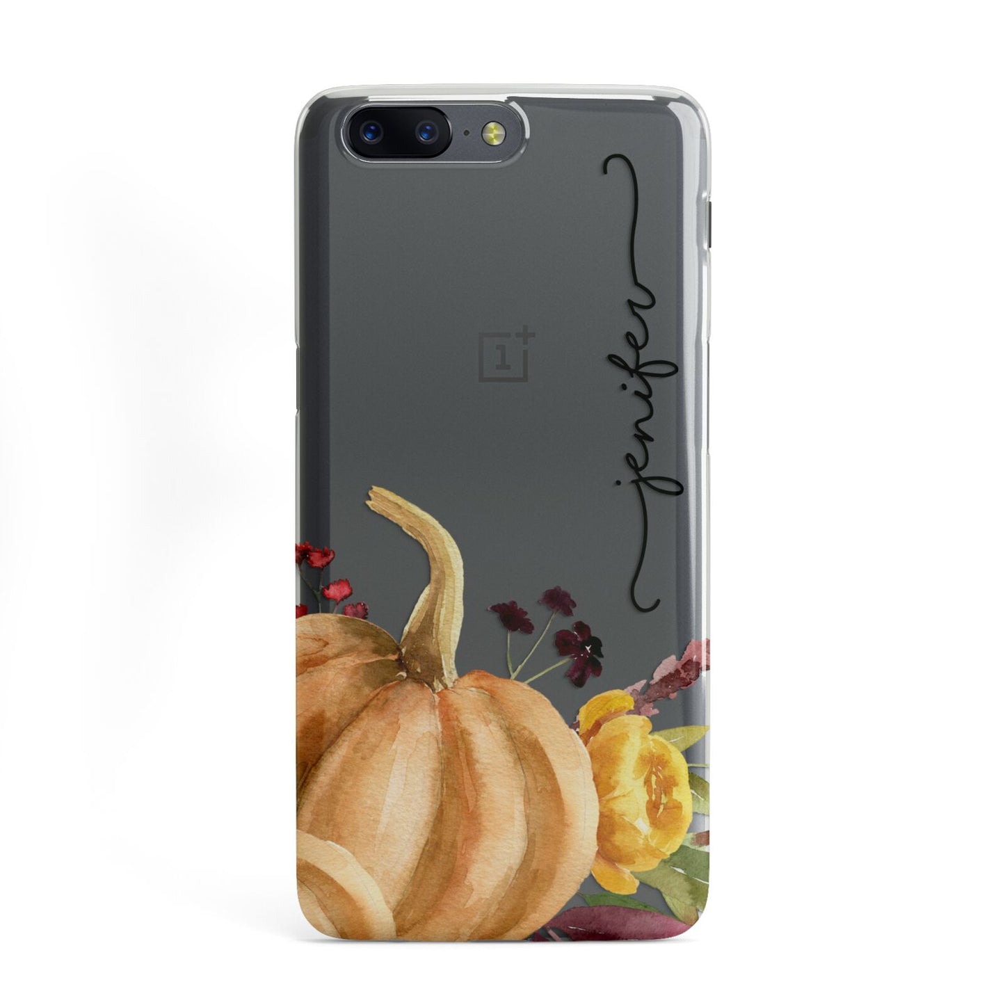 Watercolour Pumpkins with Black Vertical Text OnePlus Case