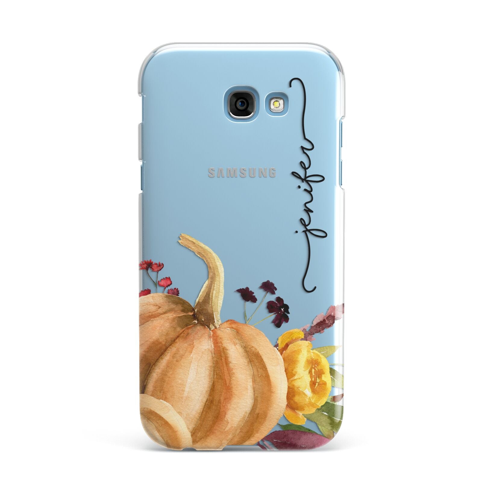 Watercolour Pumpkins with Black Vertical Text Samsung Galaxy A7 2017 Case