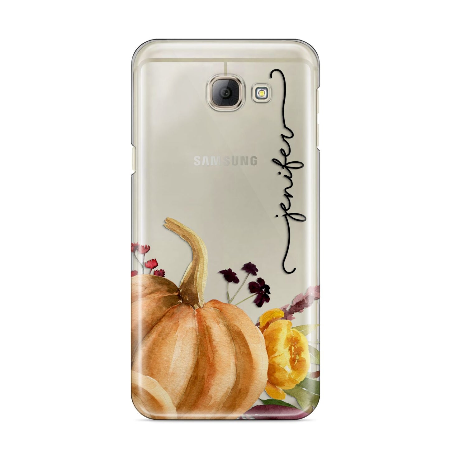 Watercolour Pumpkins with Black Vertical Text Samsung Galaxy A8 2016 Case