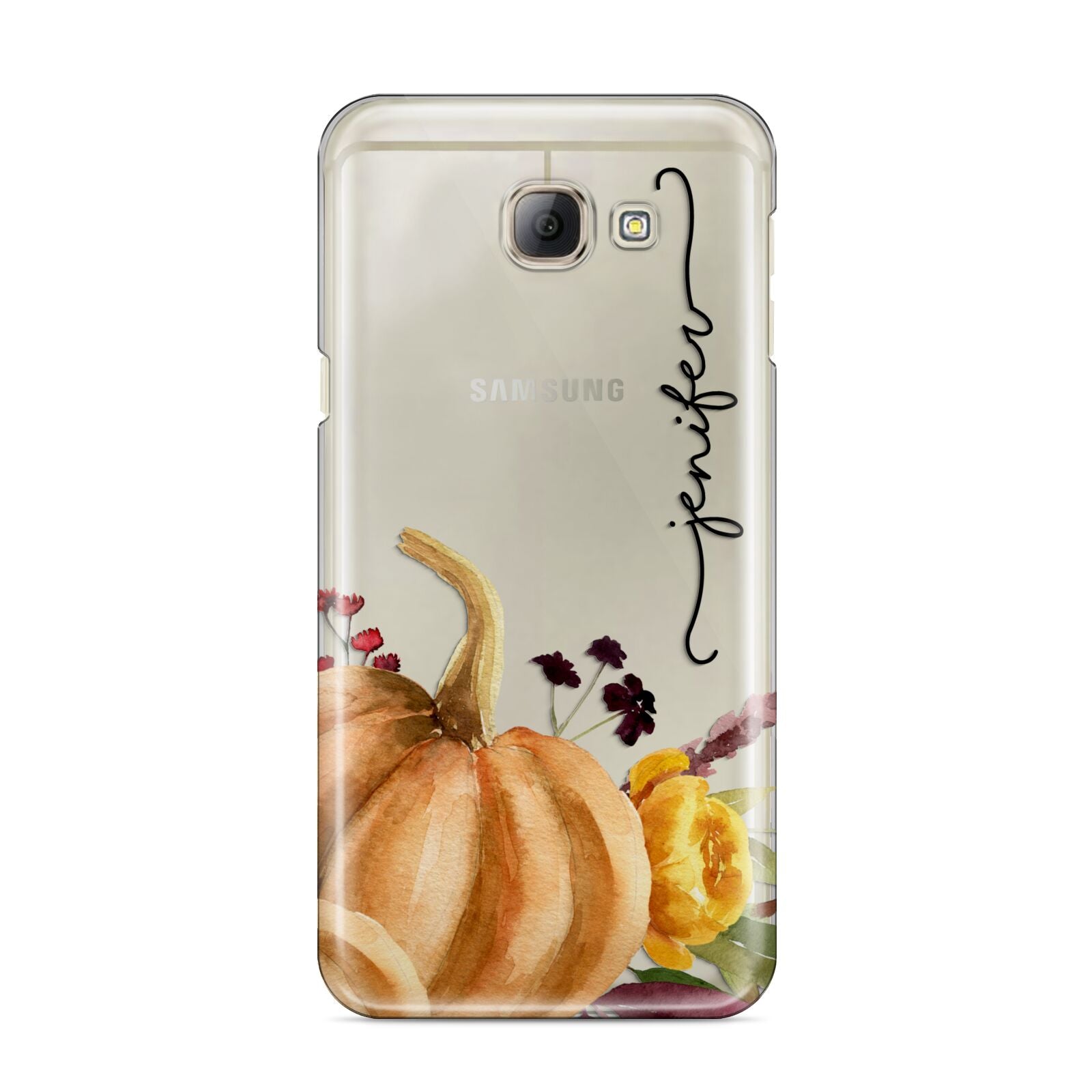 Watercolour Pumpkins with Black Vertical Text Samsung Galaxy A8 2016 Case