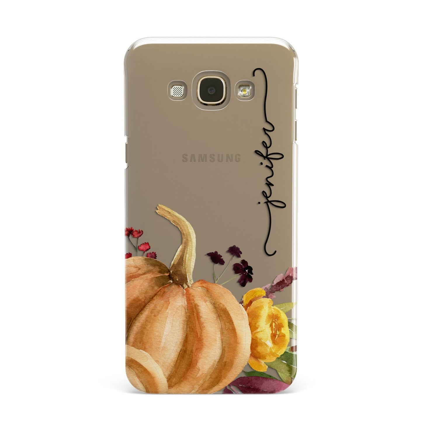 Watercolour Pumpkins with Black Vertical Text Samsung Galaxy A8 Case