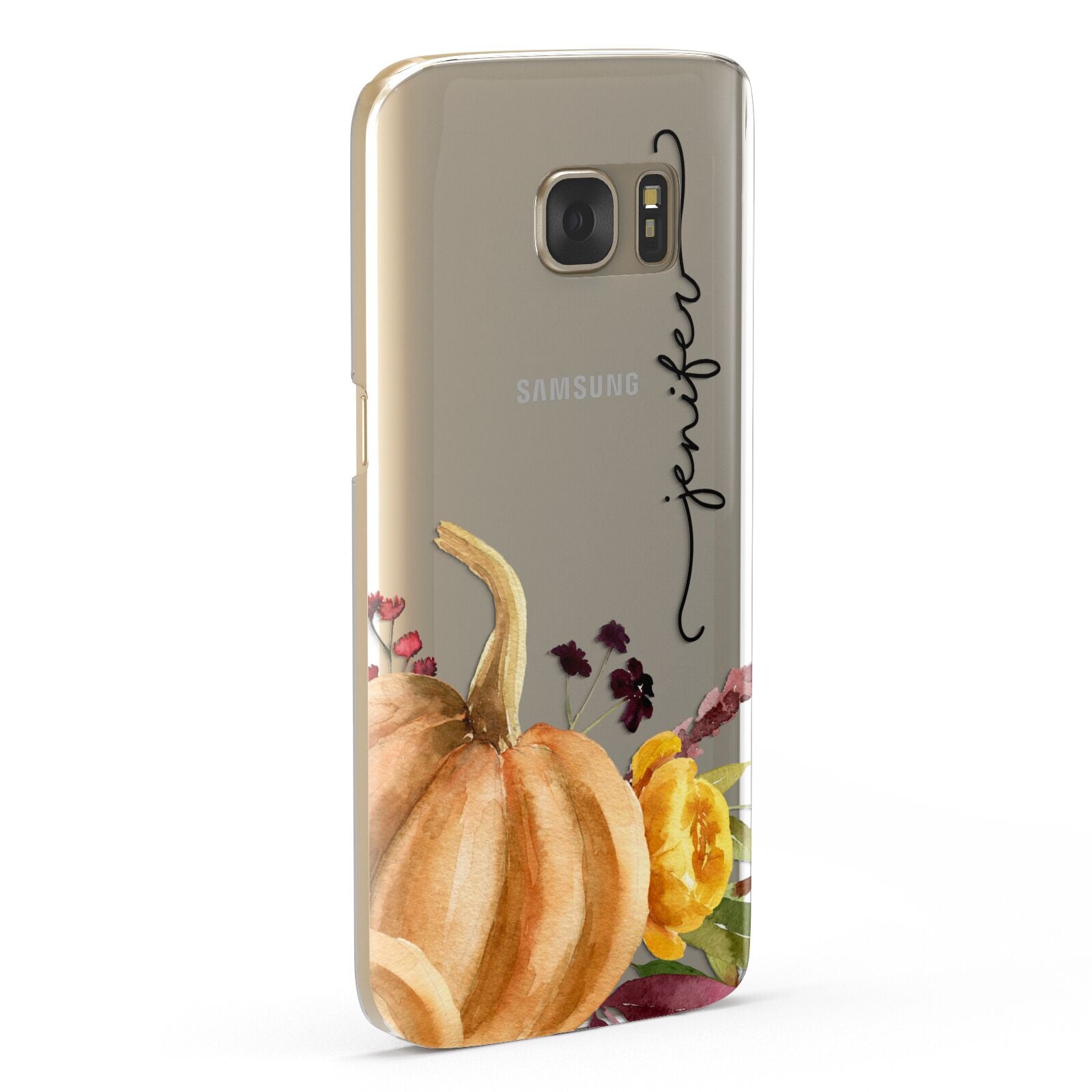 Watercolour Pumpkins with Black Vertical Text Samsung Galaxy Case Fourty Five Degrees