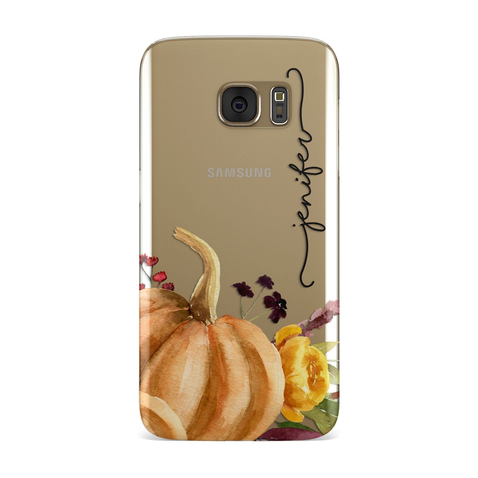 Watercolour Pumpkins with Black Vertical Text Samsung Galaxy Case