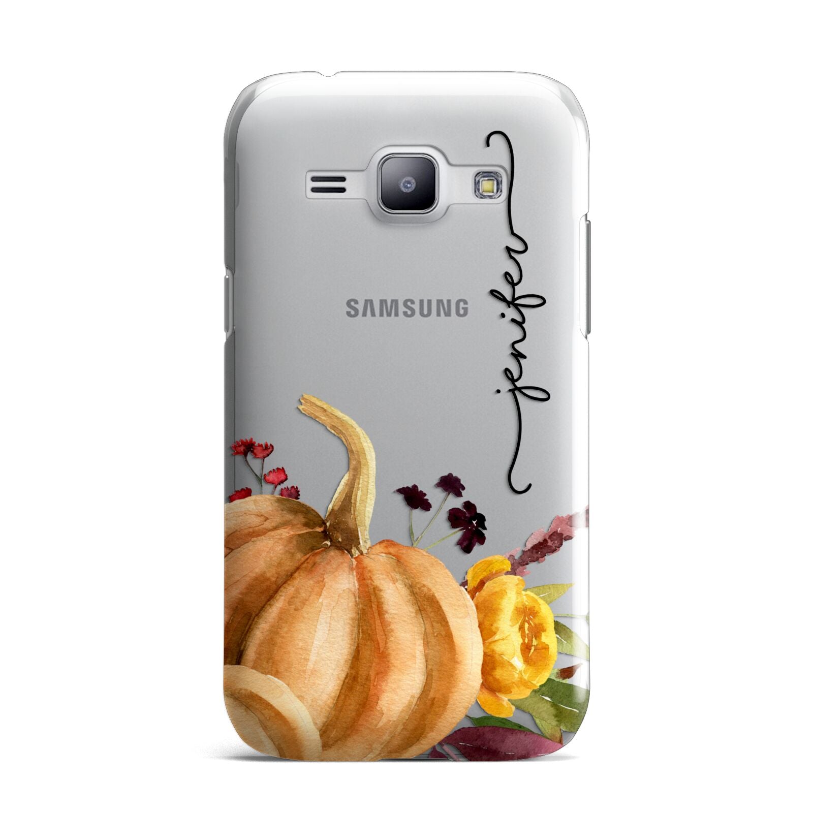 Watercolour Pumpkins with Black Vertical Text Samsung Galaxy J1 2015 Case