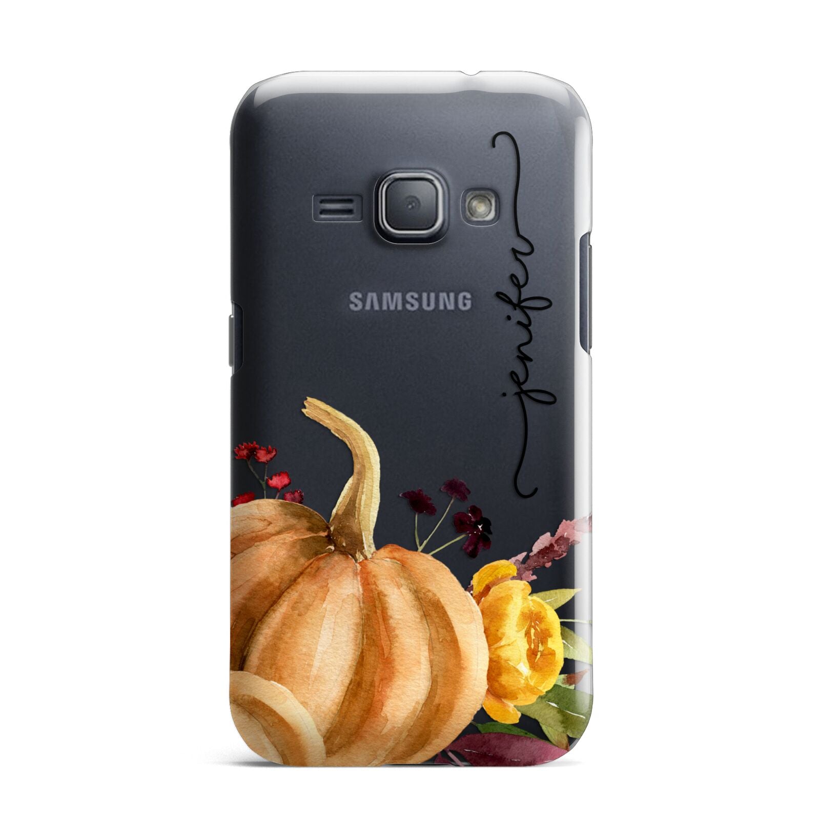 Watercolour Pumpkins with Black Vertical Text Samsung Galaxy J1 2016 Case