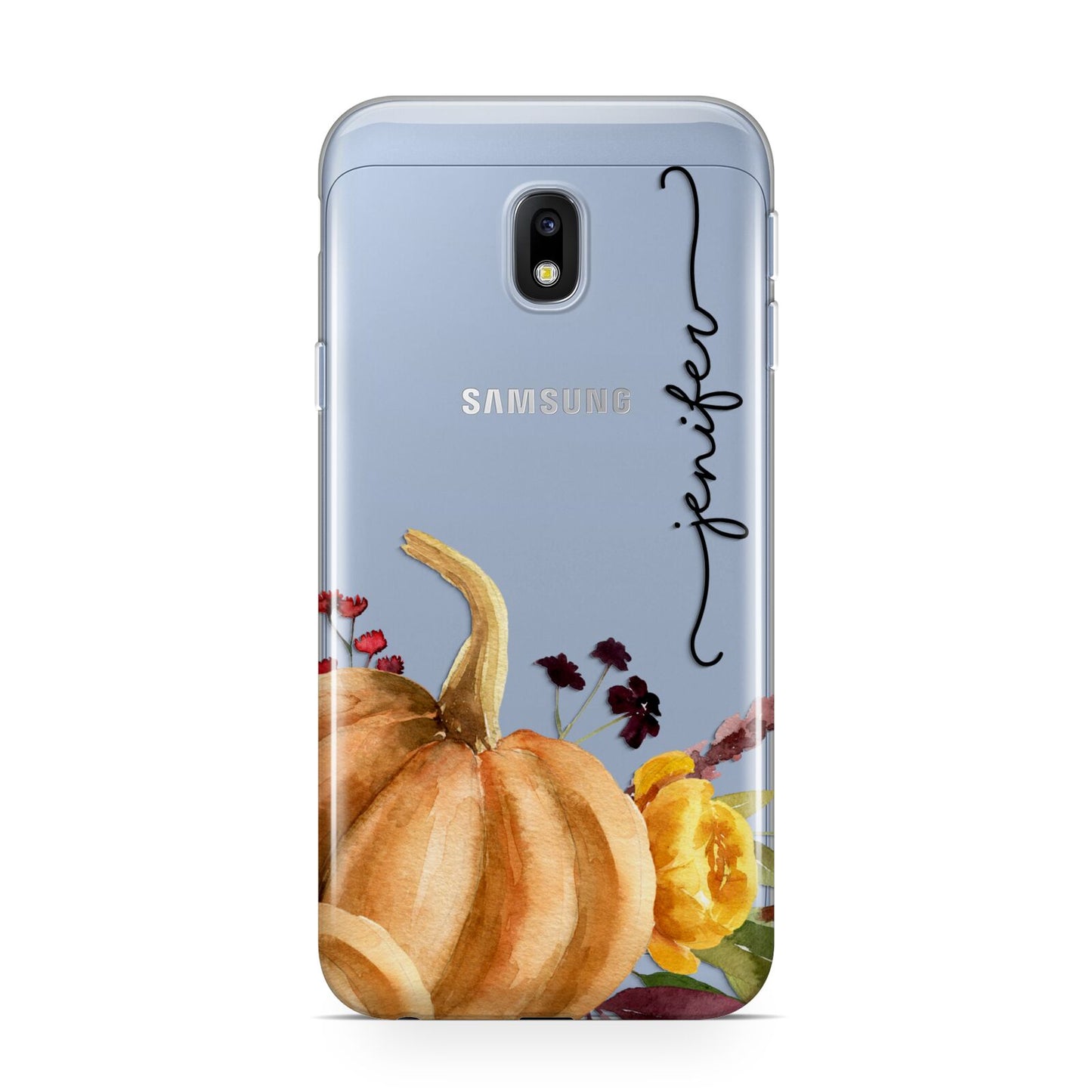 Watercolour Pumpkins with Black Vertical Text Samsung Galaxy J3 2017 Case