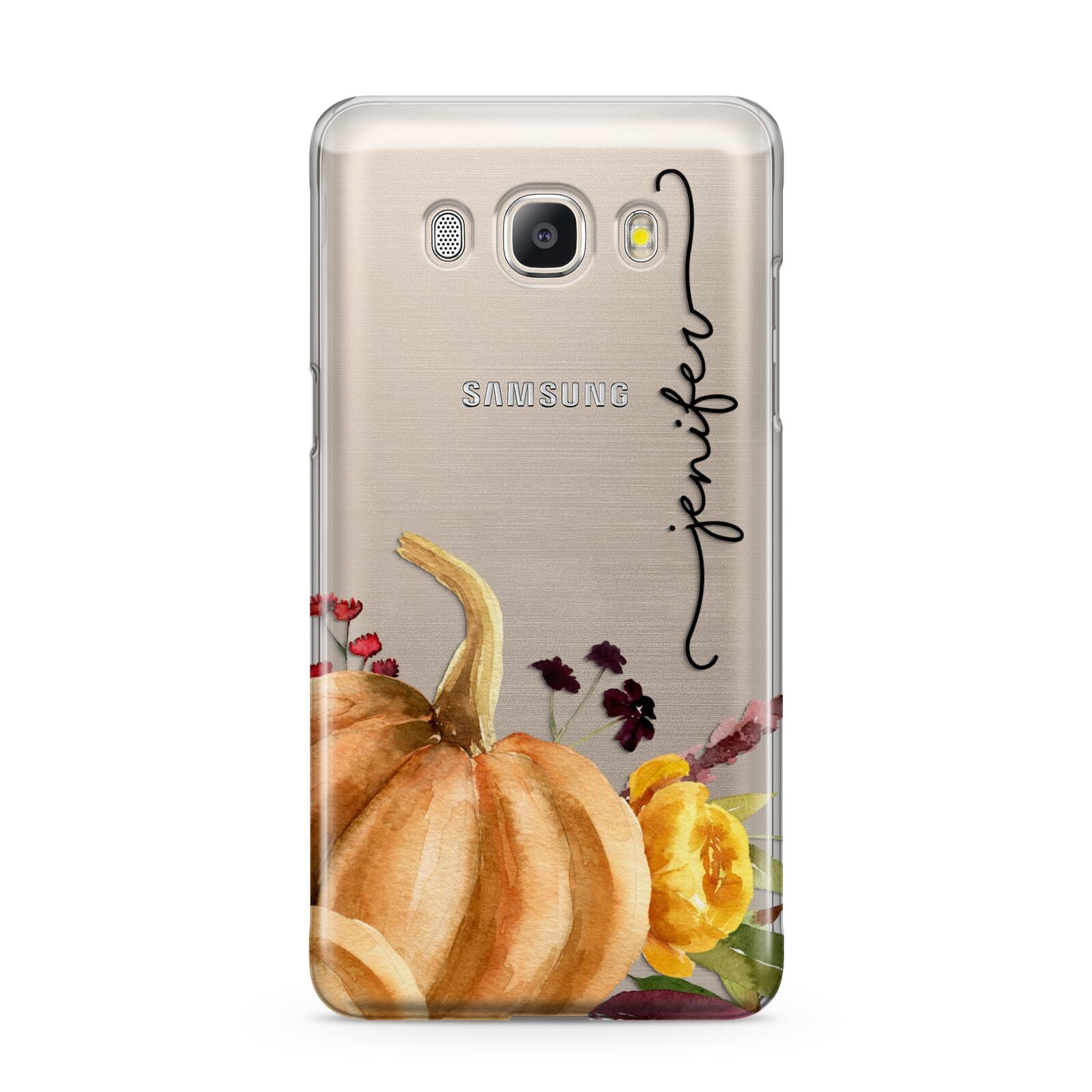 Watercolour Pumpkins with Black Vertical Text Samsung Galaxy J5 2016 Case