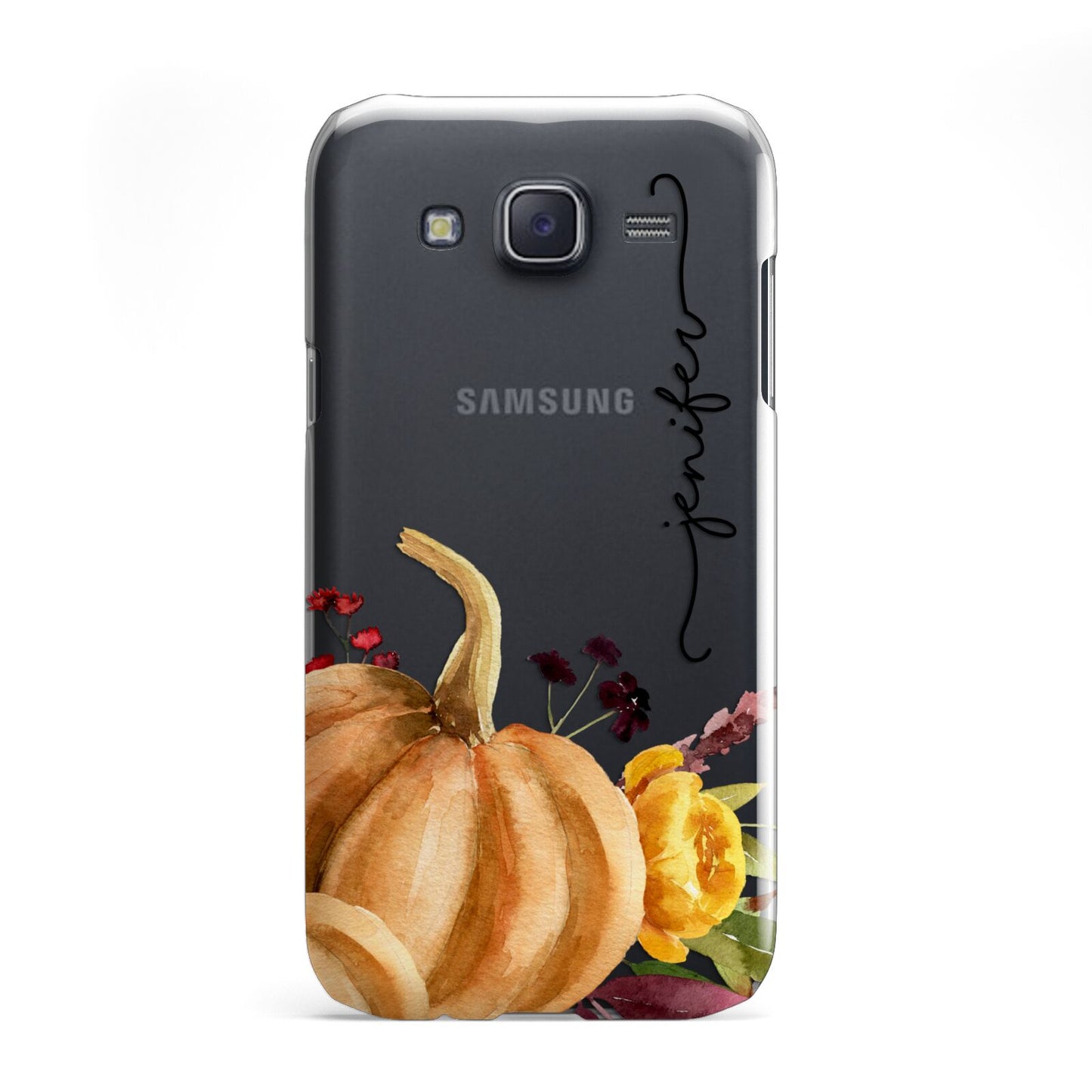 Watercolour Pumpkins with Black Vertical Text Samsung Galaxy J5 Case