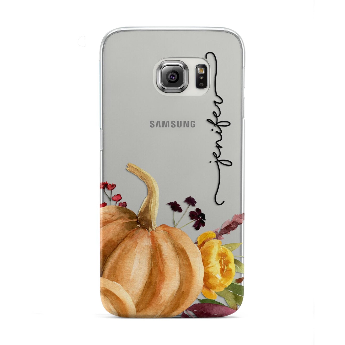Watercolour Pumpkins with Black Vertical Text Samsung Galaxy S6 Edge Case