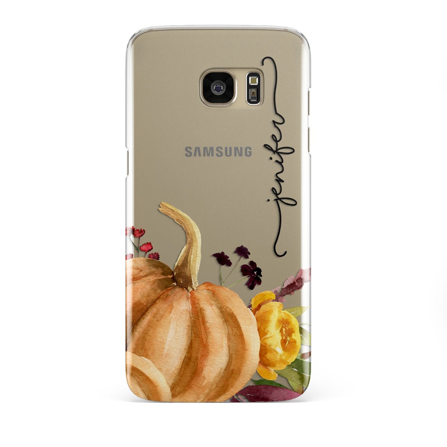 Watercolour Pumpkins with Black Vertical Text Samsung Galaxy S7 Edge Case