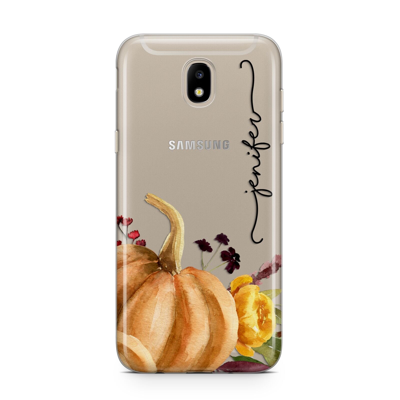 Watercolour Pumpkins with Black Vertical Text Samsung J5 2017 Case