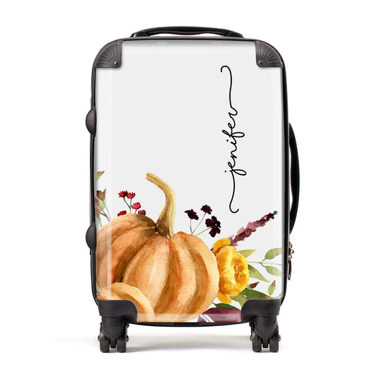 Watercolour Pumpkins with Black Vertical Text Suitcase