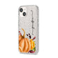 Watercolour Pumpkins with Black Vertical Text iPhone 14 Glitter Tough Case Starlight Angled Image