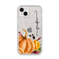 Watercolour Pumpkins with Black Vertical Text iPhone 14 Plus Glitter Tough Case Starlight