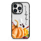 Watercolour Pumpkins with Black Vertical Text iPhone 14 Pro Black Impact Case on Silver phone