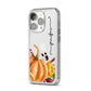 Watercolour Pumpkins with Black Vertical Text iPhone 14 Pro Clear Tough Case Silver Angled Image