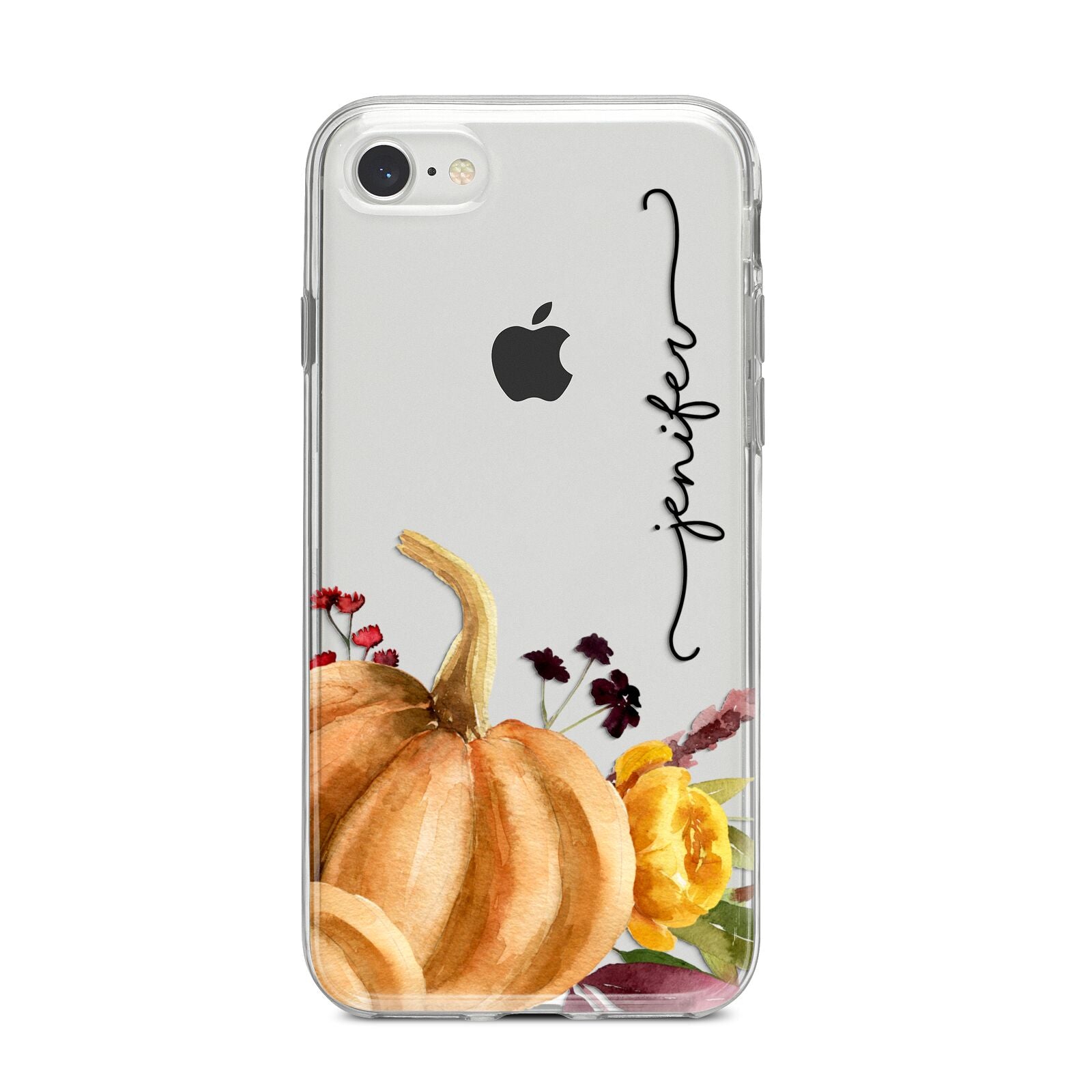 Watercolour Pumpkins with Black Vertical Text iPhone 8 Bumper Case on Silver iPhone