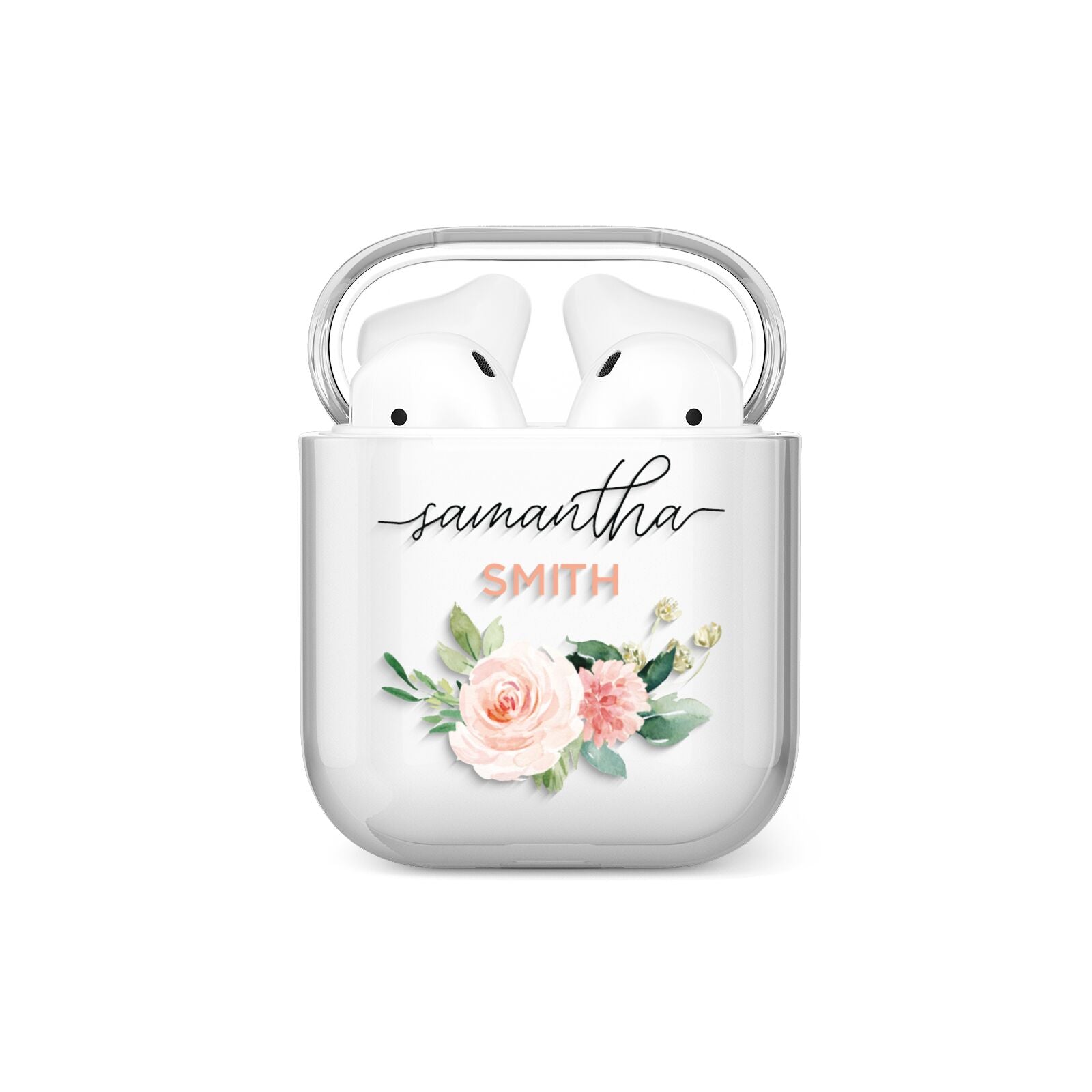 Watercolour Roses Personalised Name AirPods Case