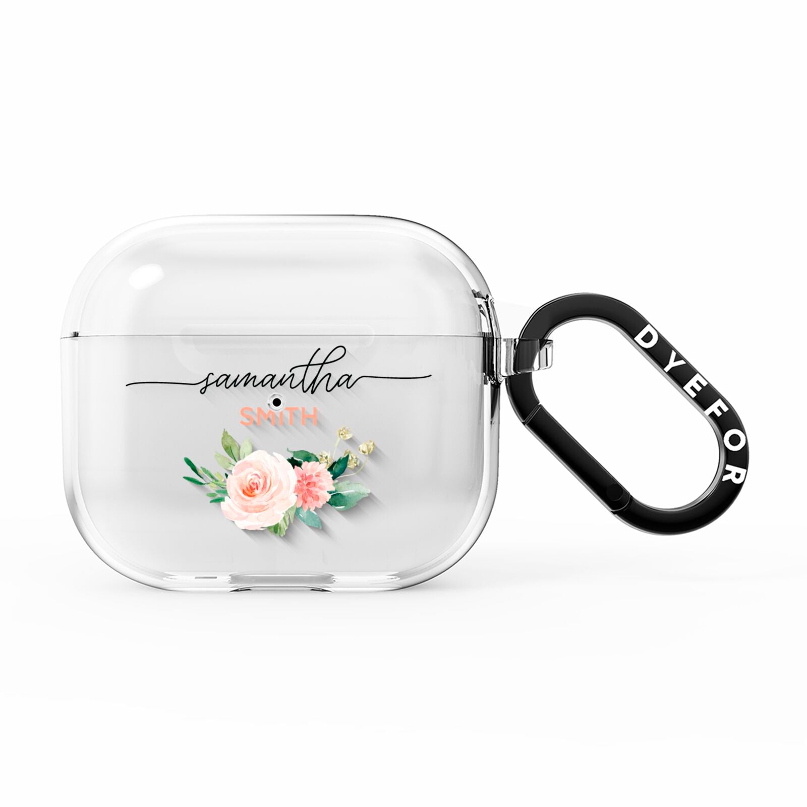 Watercolour Roses Personalised Name AirPods Clear Case 3rd Gen