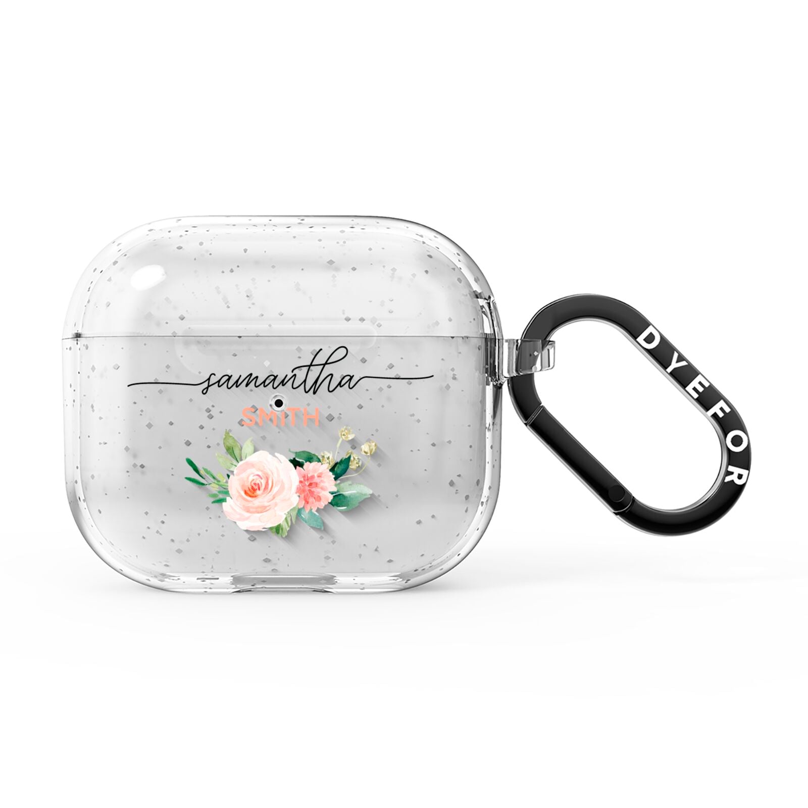 Watercolour Roses Personalised Name AirPods Glitter Case 3rd Gen