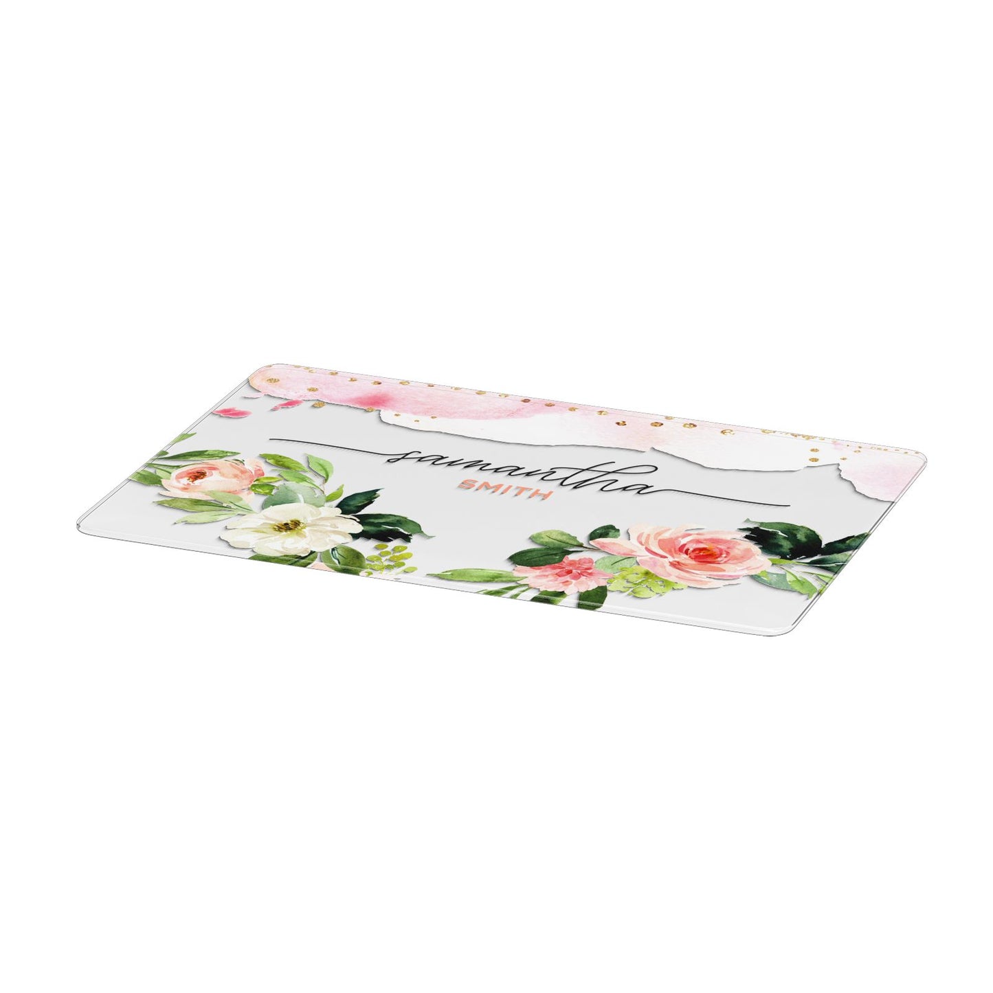 Watercolour Roses Personalised Name Apple MacBook Case Only