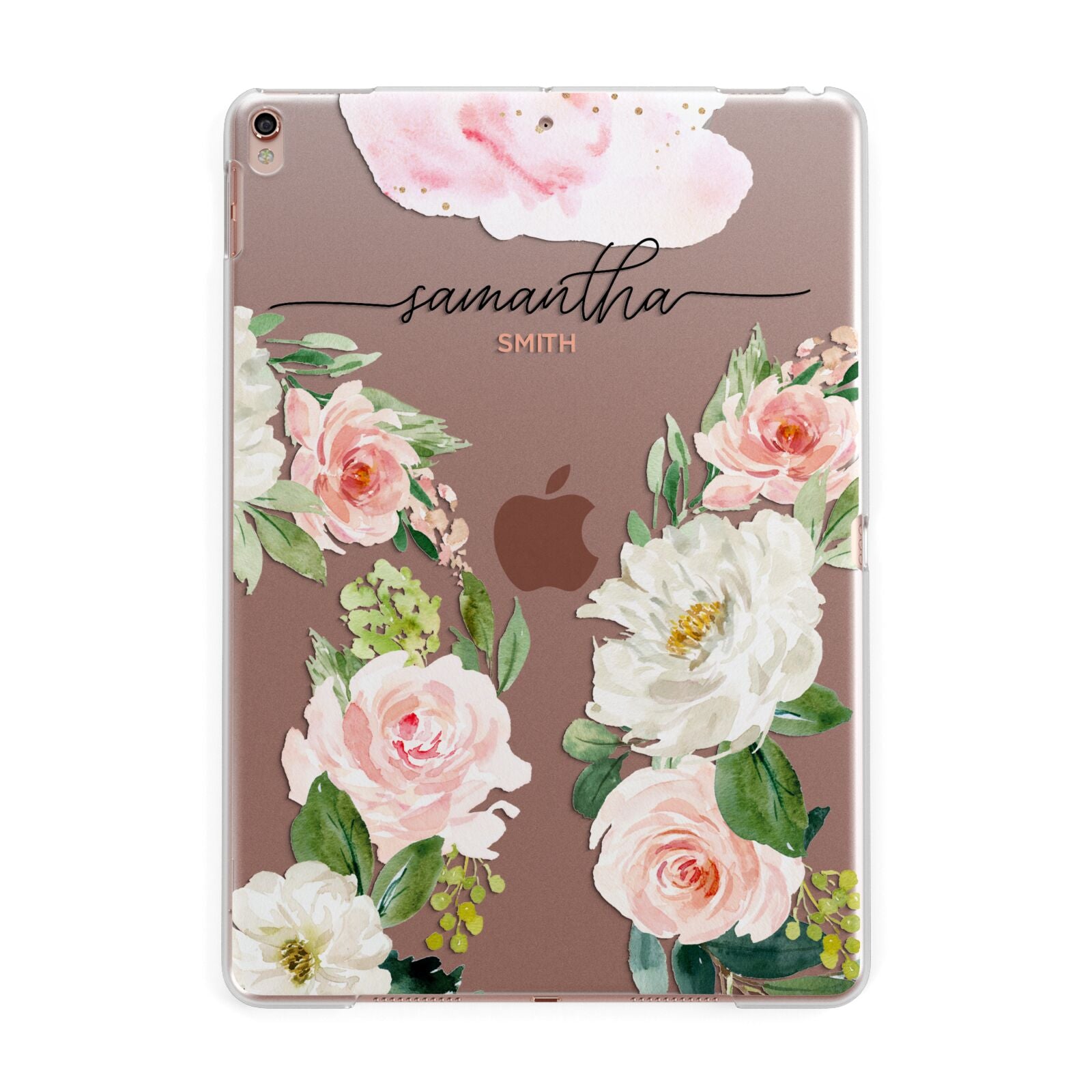 Watercolour Roses Personalised Name Apple iPad Rose Gold Case