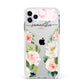 Watercolour Roses Personalised Name Apple iPhone 11 Pro Max in Silver with White Impact Case
