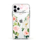 Watercolour Roses Personalised Name Apple iPhone 11 Pro in Silver with White Impact Case