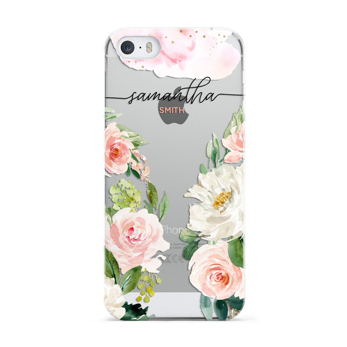 Watercolour Roses Personalised Name Apple iPhone 5 Case